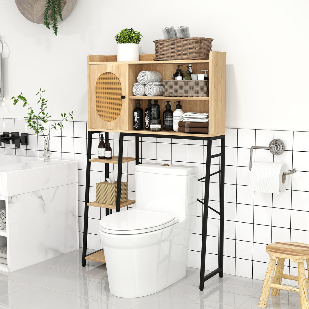 Over The Toilet Storage Cabinet with Sturdy Metal Frame and Adjustable Shelf-Natural - TidySpaces
