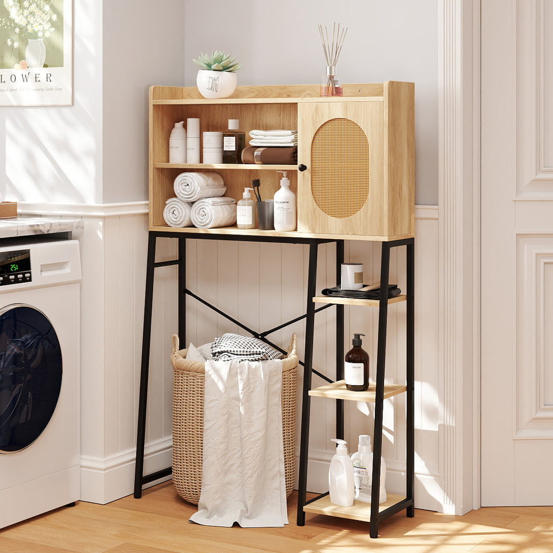 Over The Toilet Storage Cabinet with Sturdy Metal Frame and Adjustable Shelf-Natural - TidySpaces