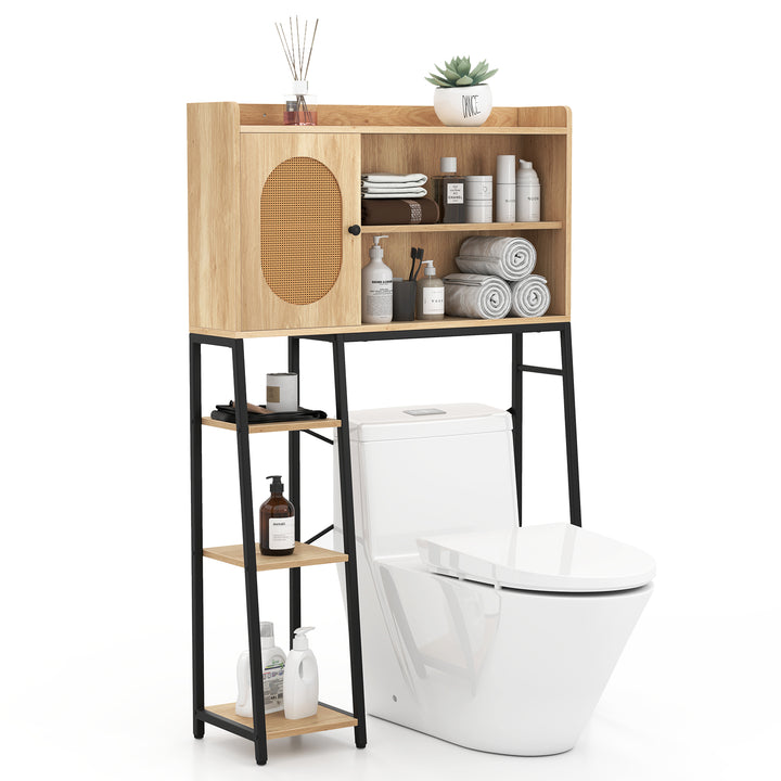 Over The Toilet Storage Cabinet with Sturdy Metal Frame and Adjustable Shelf-Natural - TidySpaces