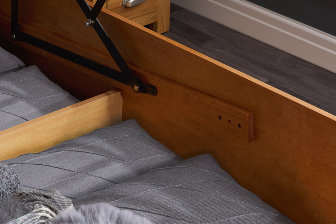 Phoenix Wooden Ottoman Bed with Ample Storage in Multiple Finishes
