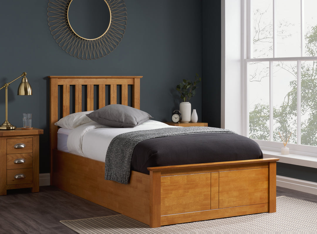 Phoenix Wooden Ottoman Bed with Ample Storage in Multiple Finishes