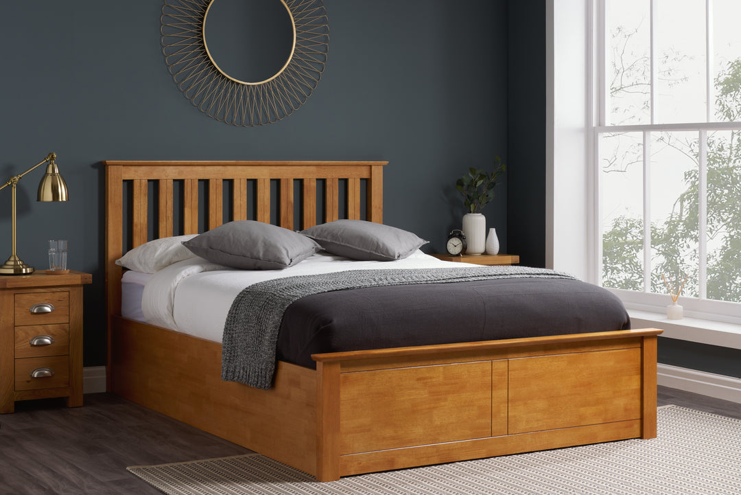 Phoenix Wooden Ottoman Bed with Ample Storage in Multiple Finishes