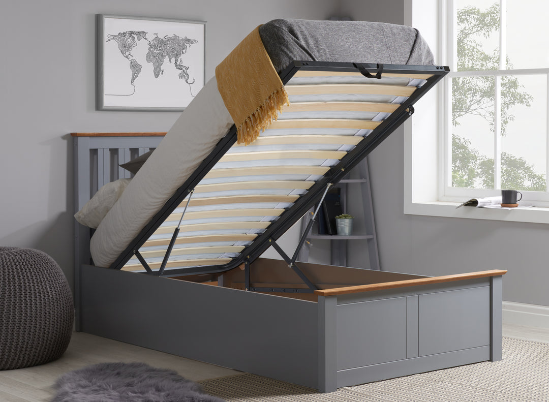 Phoenix Wooden Ottoman Bed with Ample Storage in Multiple Finishes