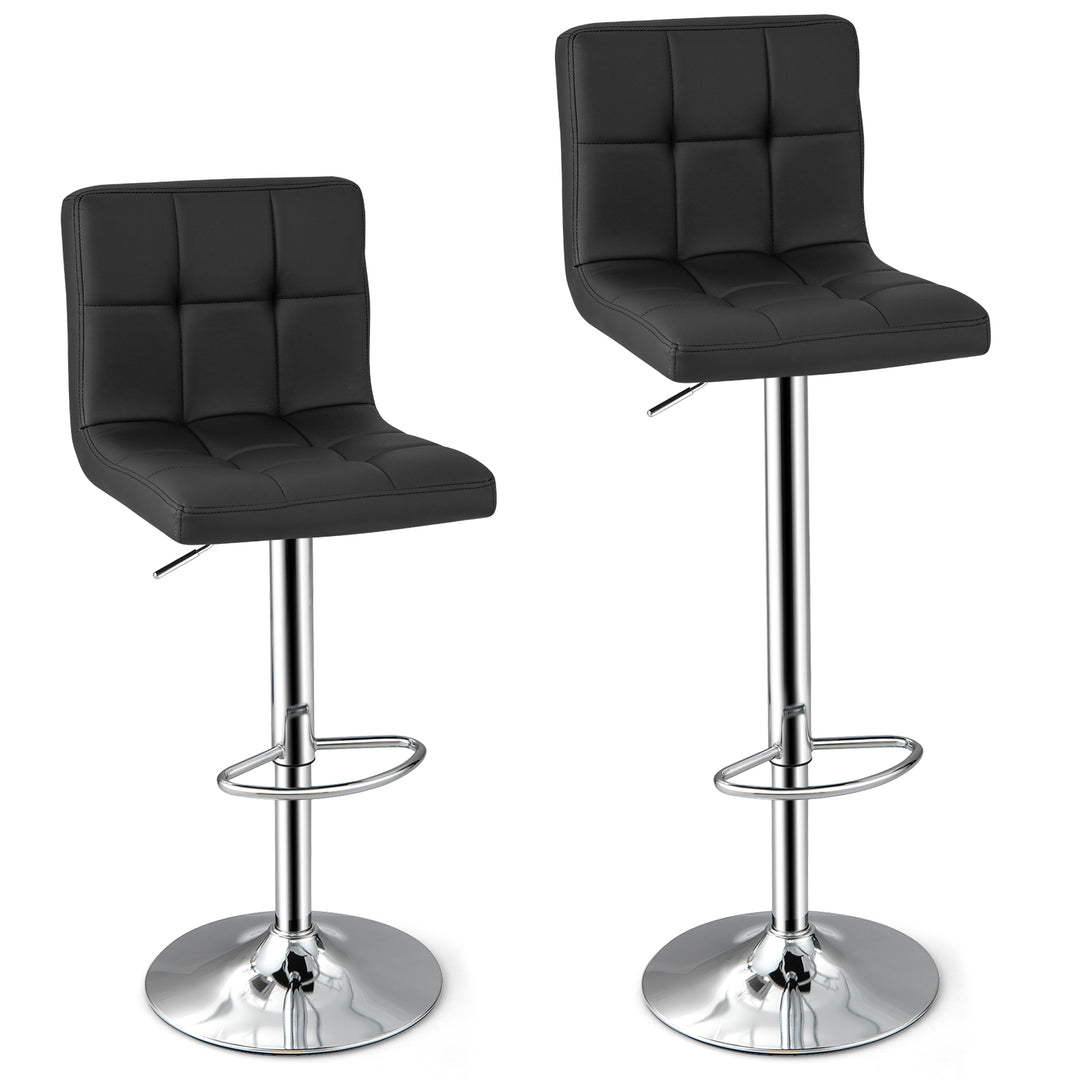 PU Leather Bar Chairs with Adjustable Height for Kitchen Island and Pub Black - TidySpaces