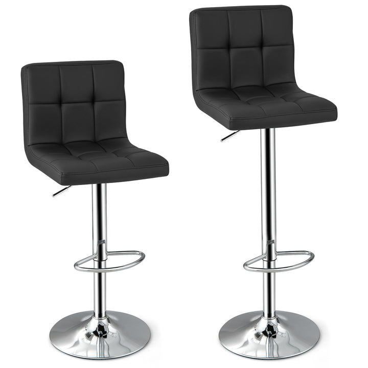 PU Leather Bar Chairs with Adjustable Height for Kitchen Island and Pub Black - TidySpaces