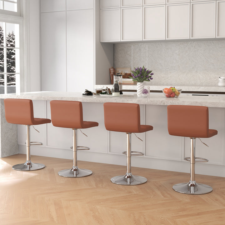 PU Leather Bar Chairs with Adjustable Height for Kitchen Island and Pub - TidySpaces