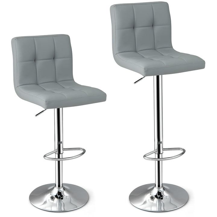 PU Leather Bar Chairs with Adjustable Height for Kitchen Island and Pub Grey - TidySpaces