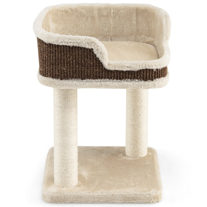 2 Levels Cat Tree with Soft Plush Perch and Scratching Posts