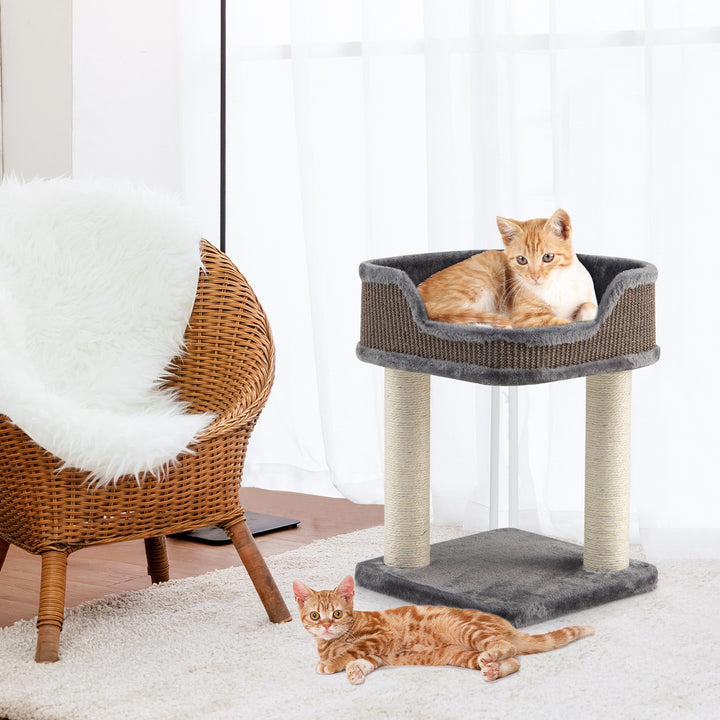 2 Levels Cat Tree with Soft Plush Perch and Scratching Posts