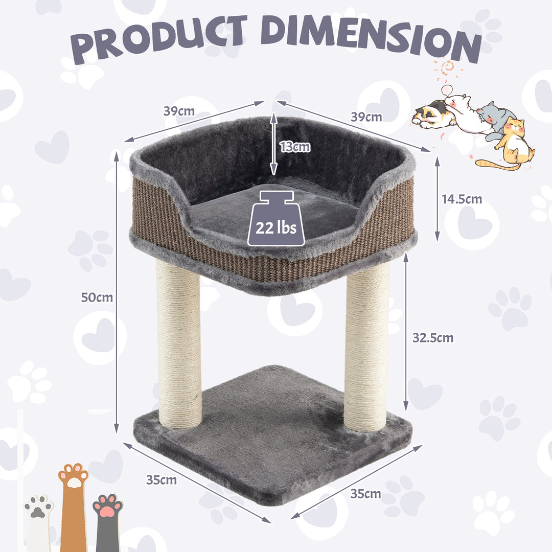 2 Levels Cat Tree with Soft Plush Perch and Scratching Posts