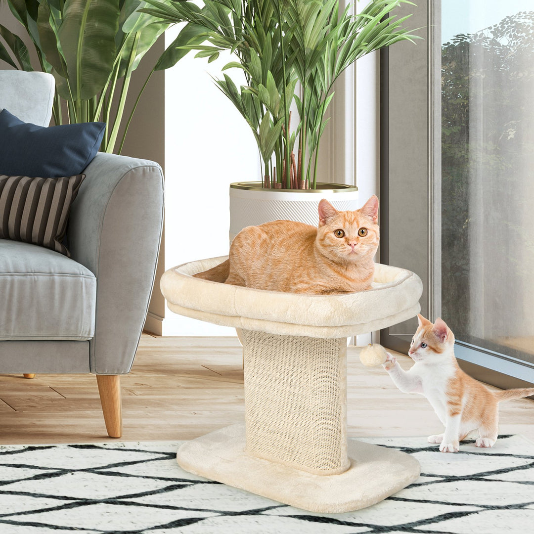 2 Tier Cat Tree with Sleeping Perch Sisal Scratching Plate and Ball