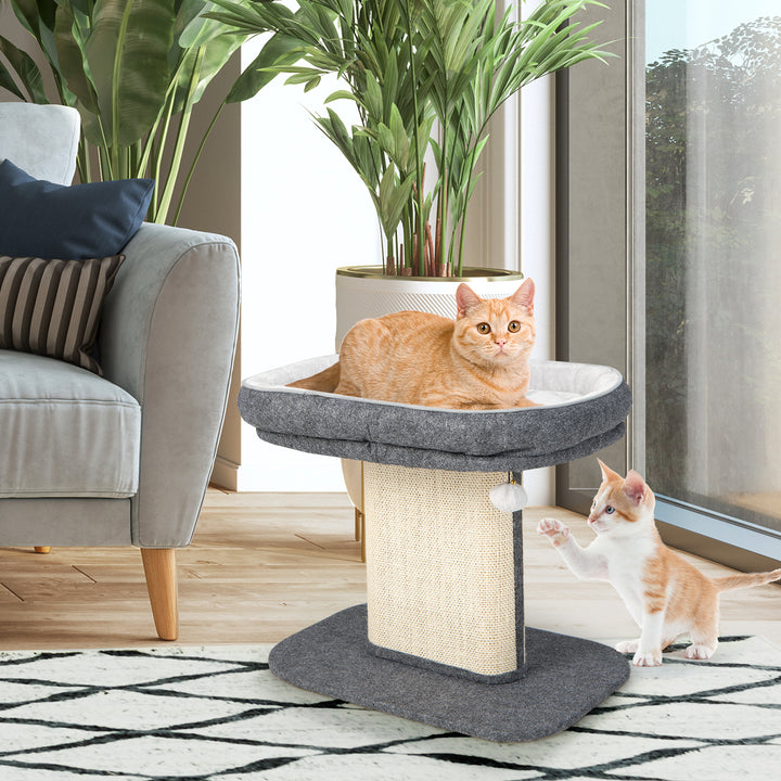 2 Tier Cat Tree with Sleeping Perch Sisal Scratching Plate and Ball