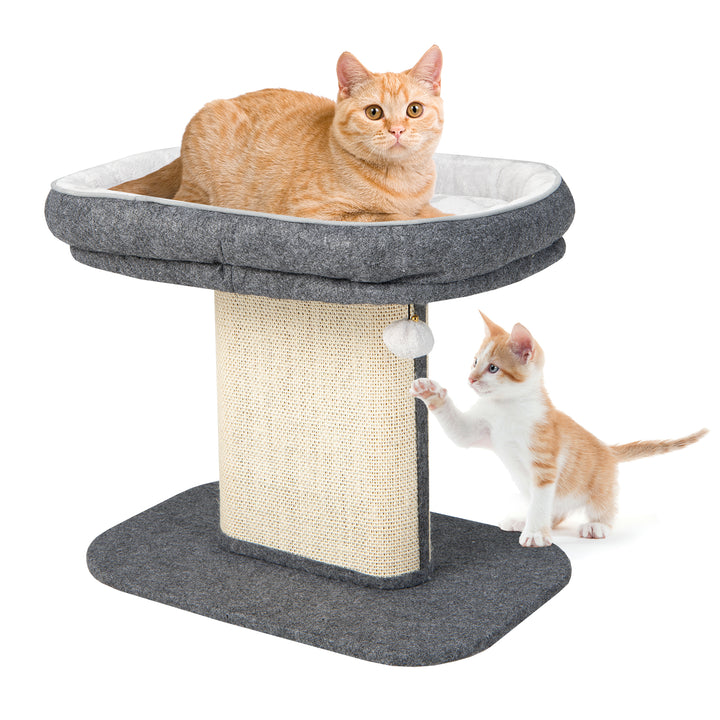 2 Tier Cat Tree with Sleeping Perch Sisal Scratching Plate and Ball