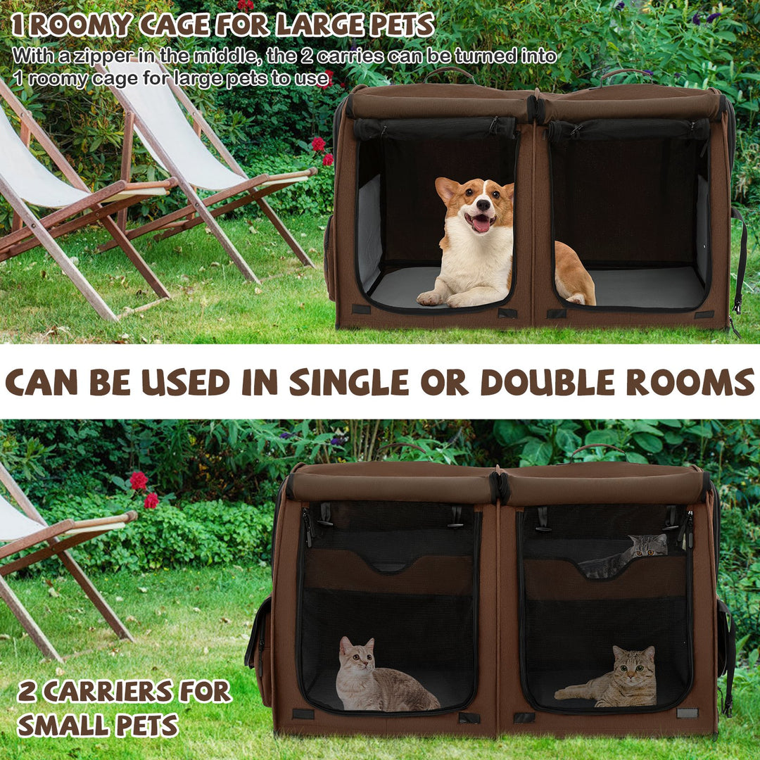 2 Compartments Pet Travel Carriers with Removable Hammocks and Mats