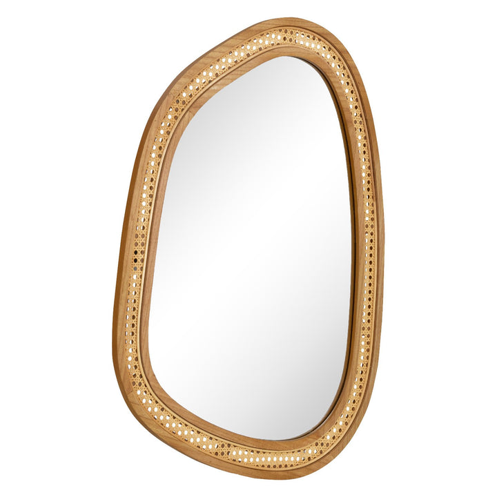 Irregular PVC Rattan Wall Mirror Boho Style Decorative Mirror-Natural - TidySpaces