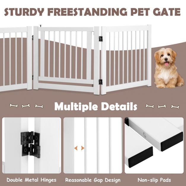 Freestanding Foldable Pet Gates with Lockable Door for Doorway Stairs - TidySpaces