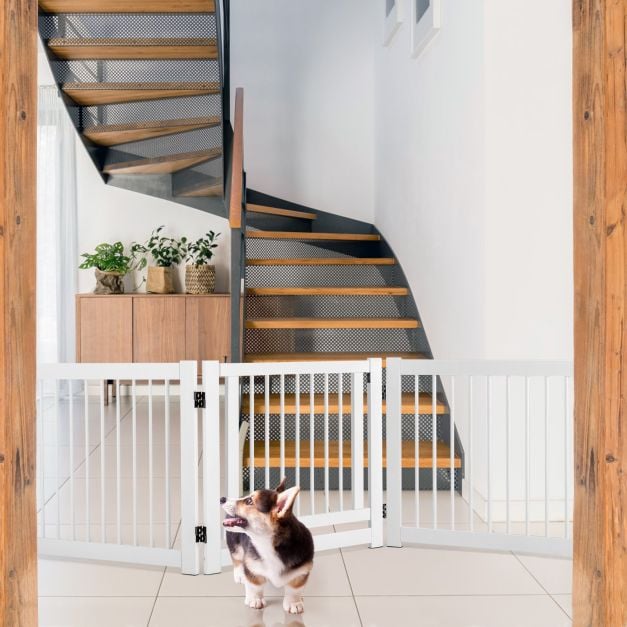 Freestanding Foldable Pet Gates with Lockable Door for Doorway Stairs - TidySpaces