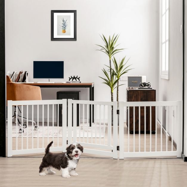 Freestanding Foldable Pet Gates with Lockable Door for Doorway Stairs - TidySpaces