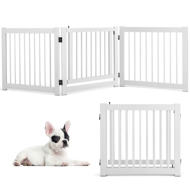 Freestanding Foldable Pet Gates with Lockable Door for Doorway Stairs - TidySpaces