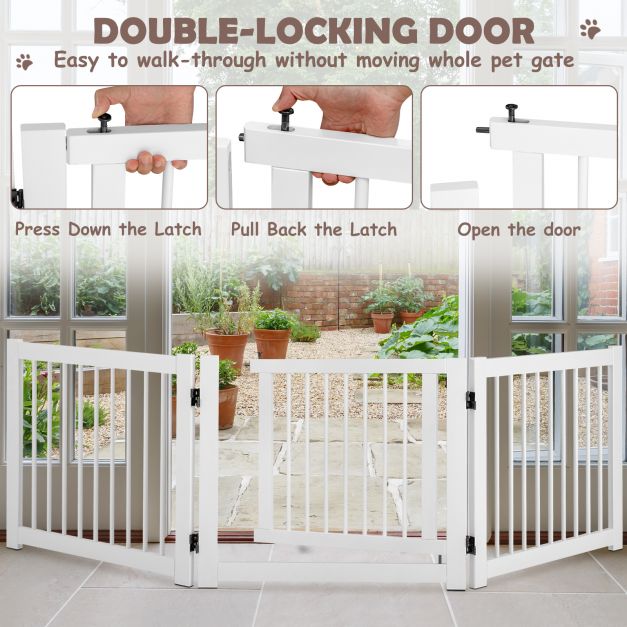 Freestanding Foldable Pet Gates with Lockable Door for Doorway Stairs - TidySpaces