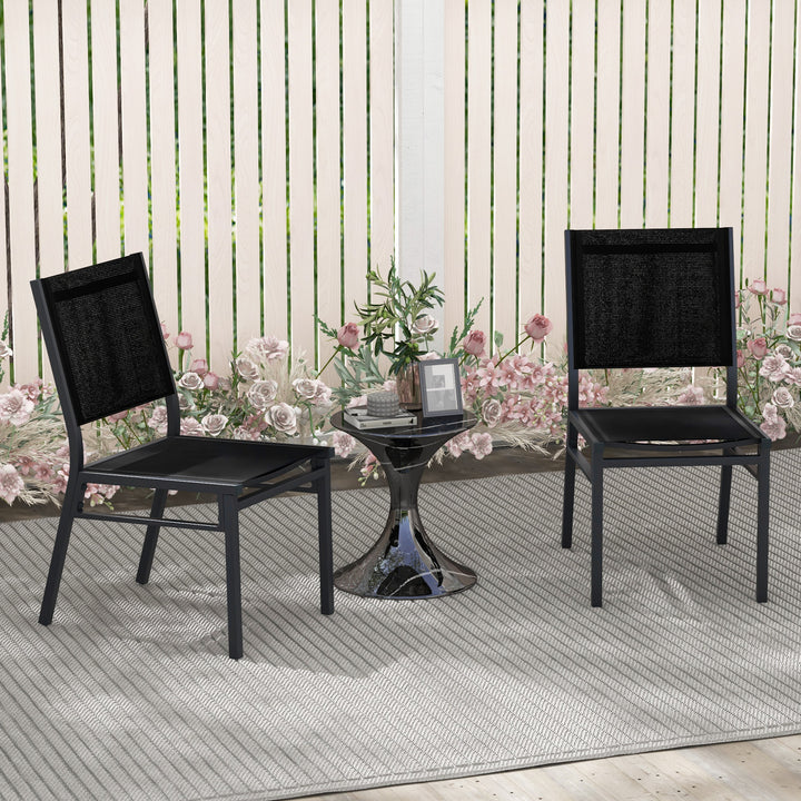 Patio Armless Chair with Breathable Seat and Backrest