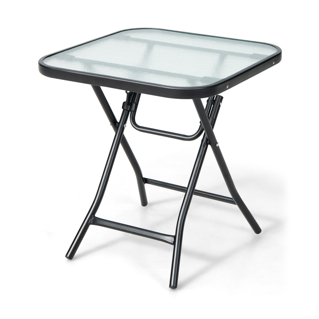 Patio Bistro Table Square Glass Side Table with Rustproof Frame - TidySpaces
