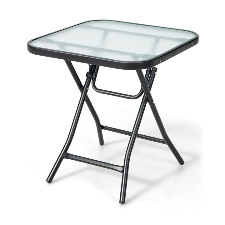 Patio Bistro Table Square Glass Side Table with Rustproof Frame - TidySpaces