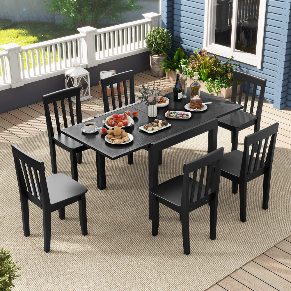 Patio Expandable Dining Table Rectangular Aluminum Dining Table for 4 6 Person - TidySpaces