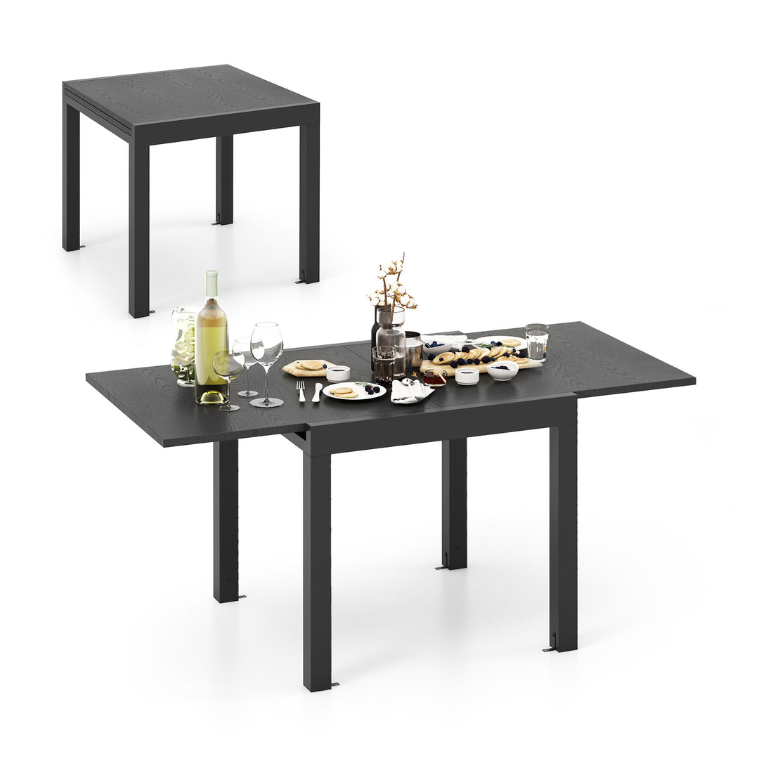 Patio Expandable Dining Table Rectangular Aluminum Dining Table for 4 6 Person Grey - TidySpaces