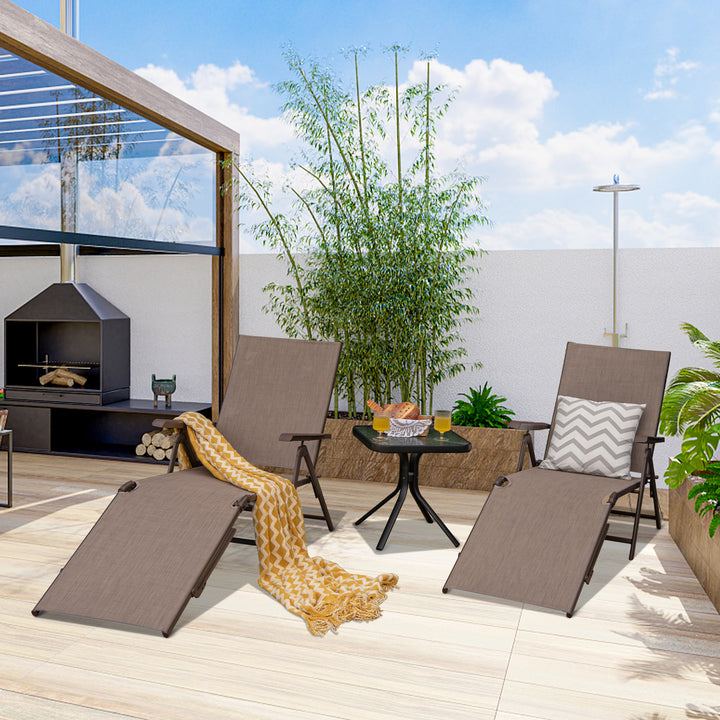 Patio Foldable Chaise Lounge Chair Reclining with Adjustable Backrest 2 Pack - TidySpaces