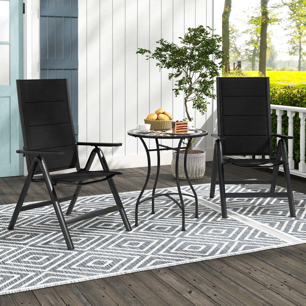 Patio Folding Chairs Lightweight Dining Chairs with Soft Padded Seat-Black - TidySpaces