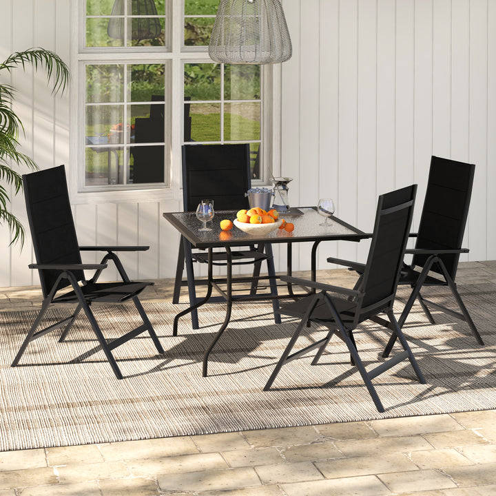 Patio Folding Chairs Lightweight Dining Chairs with Soft Padded Seat-Black - TidySpaces