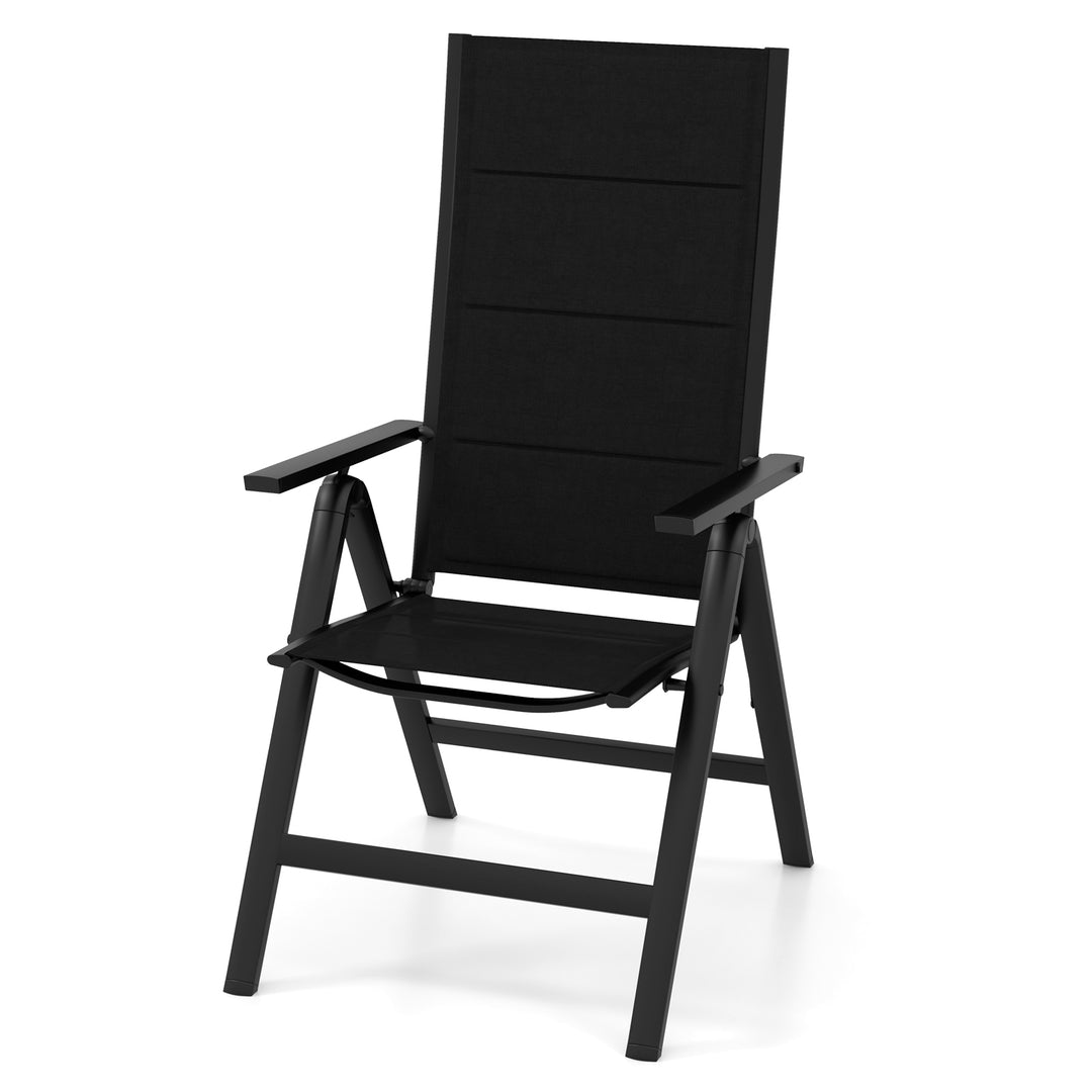 Patio Folding Chairs Lightweight Dining Chairs with Soft Padded Seat-Black - TidySpaces