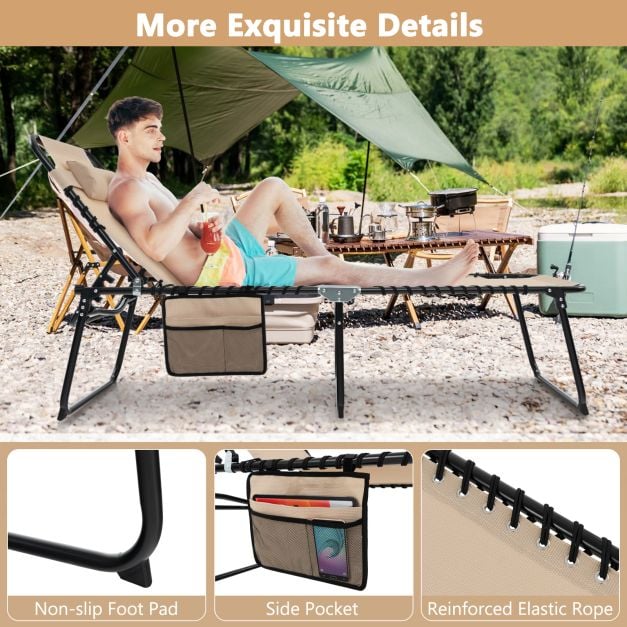 Patio Folding Chaise Lounge Chair Portable Sun Lounger with Adjustable Backrest