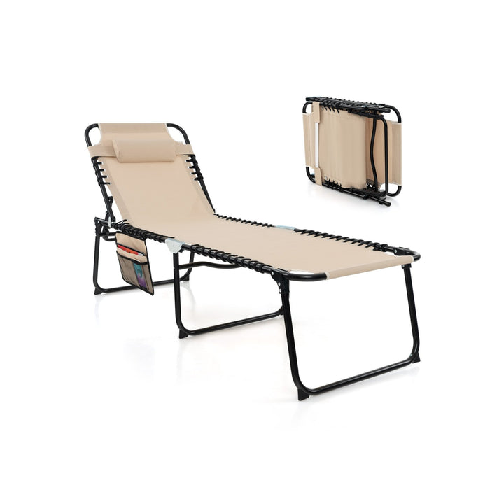 Patio Folding Chaise Lounge Chair Portable Sun Lounger with Adjustable Backrest