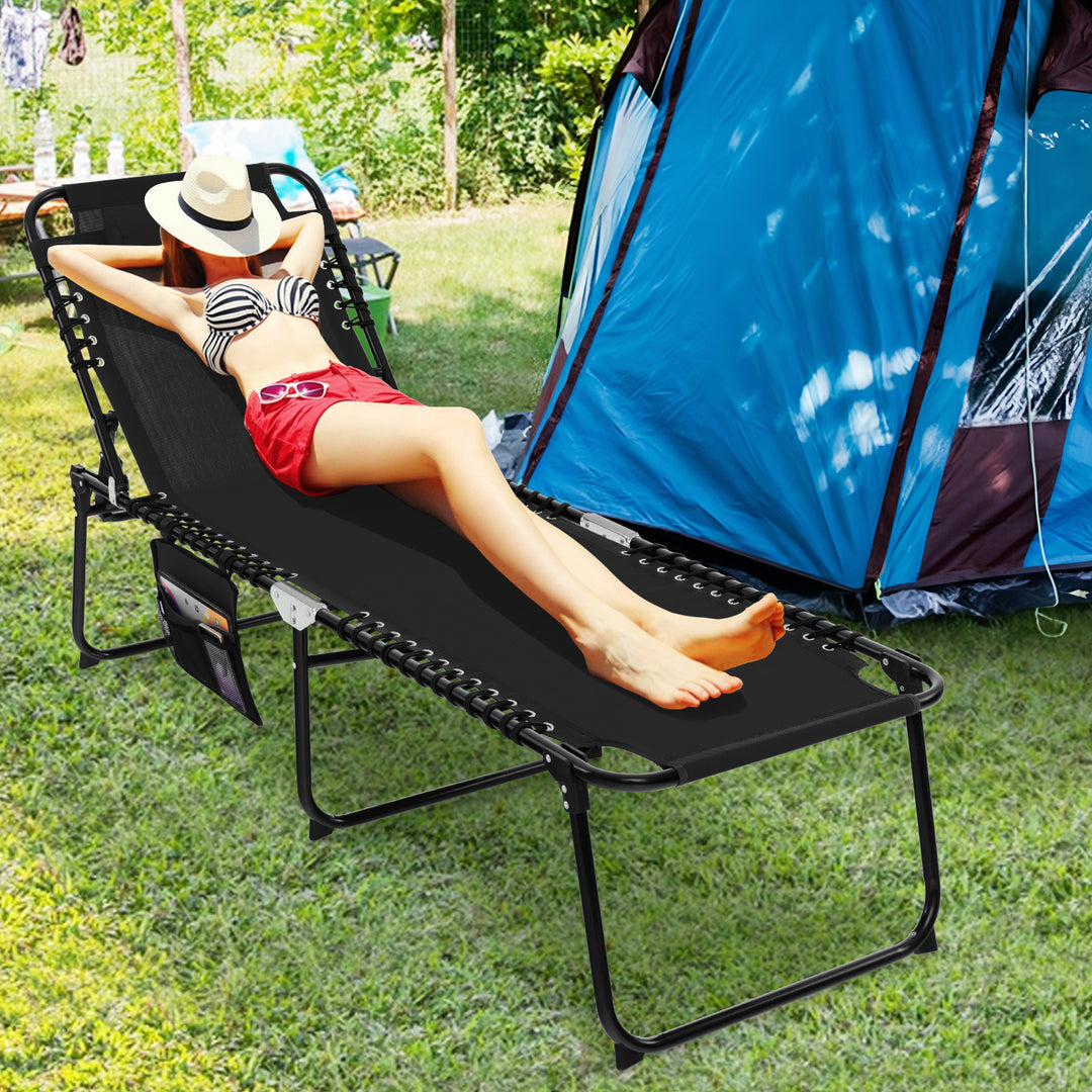 Patio Folding Chaise Lounge Chair Portable Sun Lounger with Adjustable Backrest