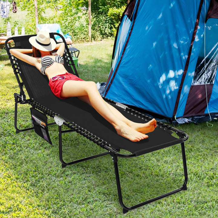 Patio Folding Chaise Lounge Chair Portable Sun Lounger with Adjustable Backrest