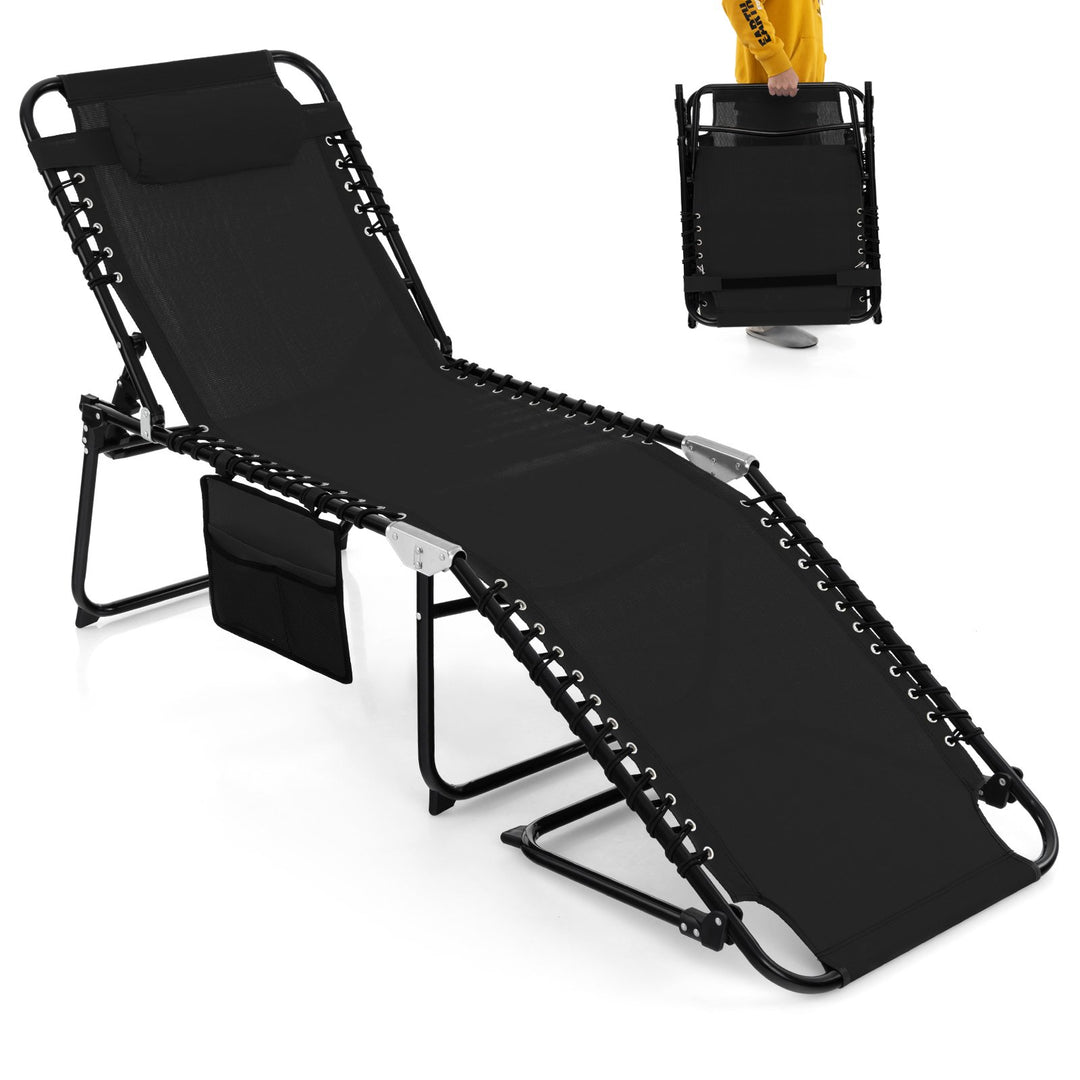 Patio Folding Chaise Lounge Chair Portable Sun Lounger with Adjustable Backrest