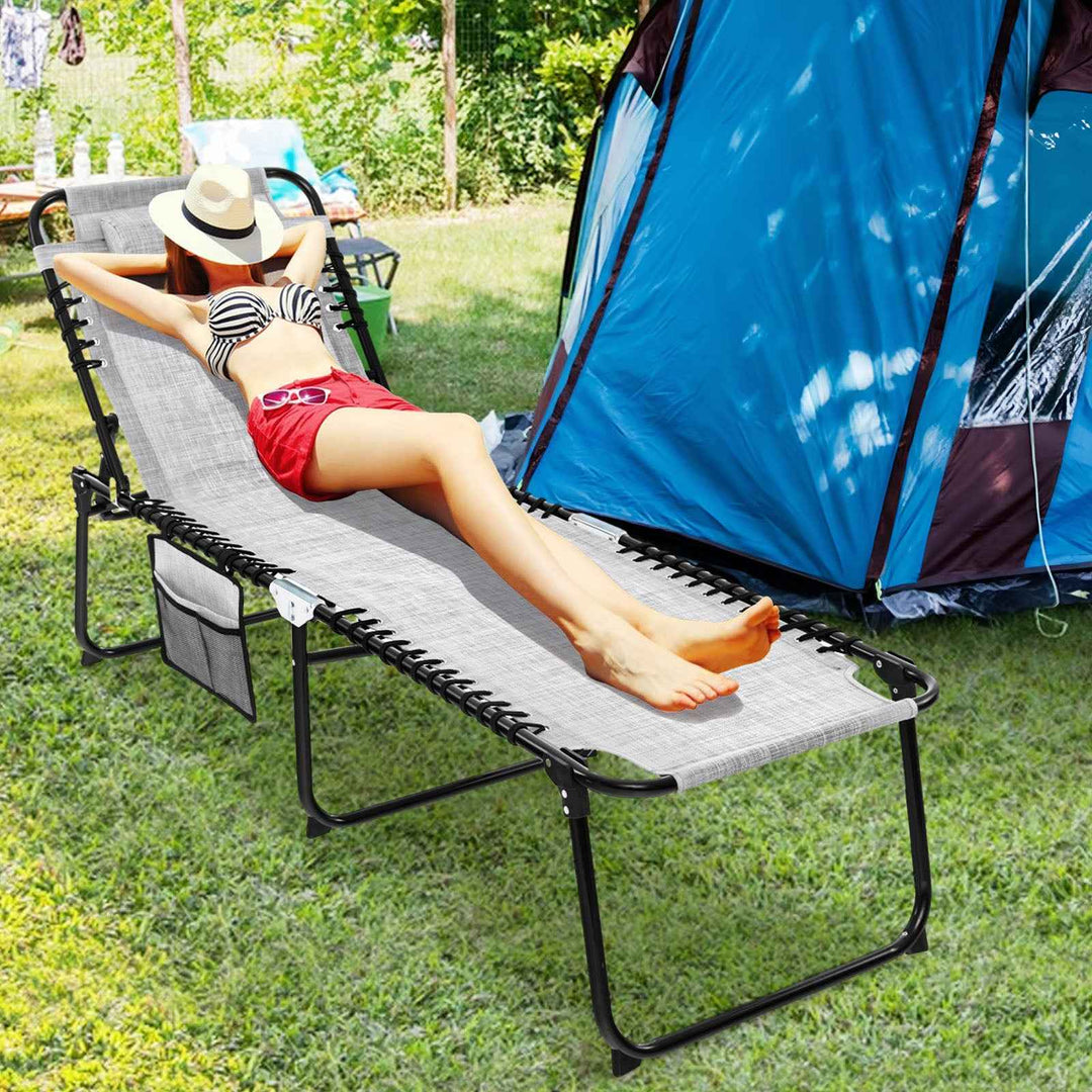 Patio Folding Chaise Lounge Chair Portable Sun Lounger with Adjustable Backrest