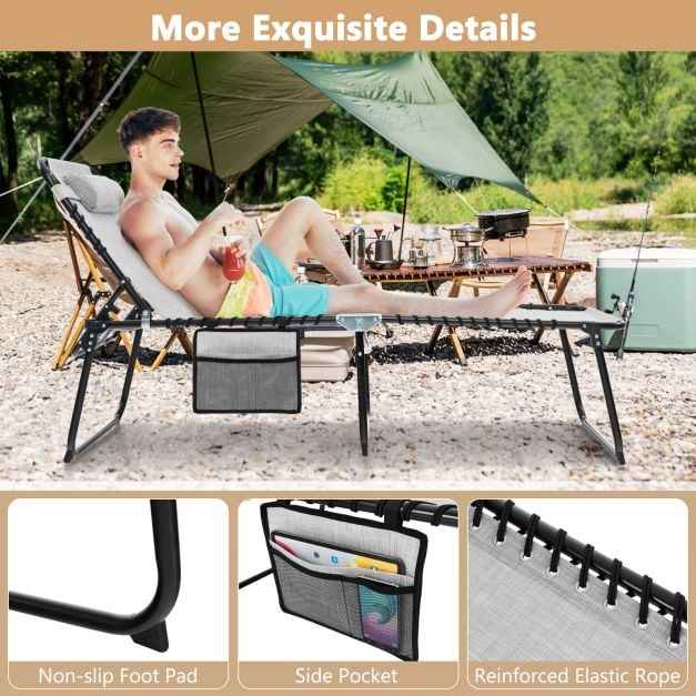 Patio Folding Chaise Lounge Chair Portable Sun Lounger with Adjustable Backrest