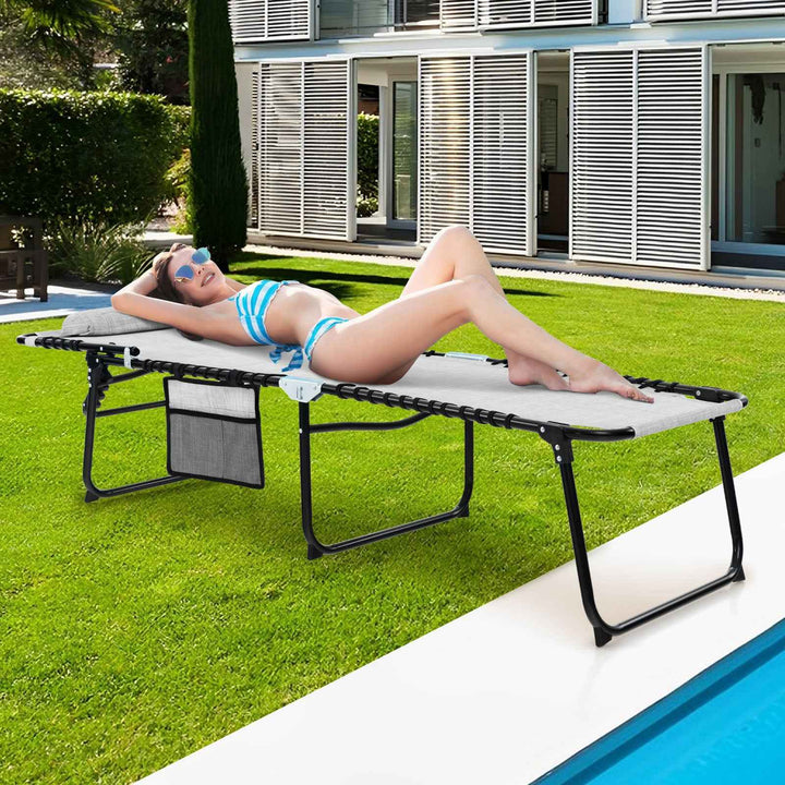 Patio Folding Chaise Lounge Chair Portable Sun Lounger with Adjustable Backrest