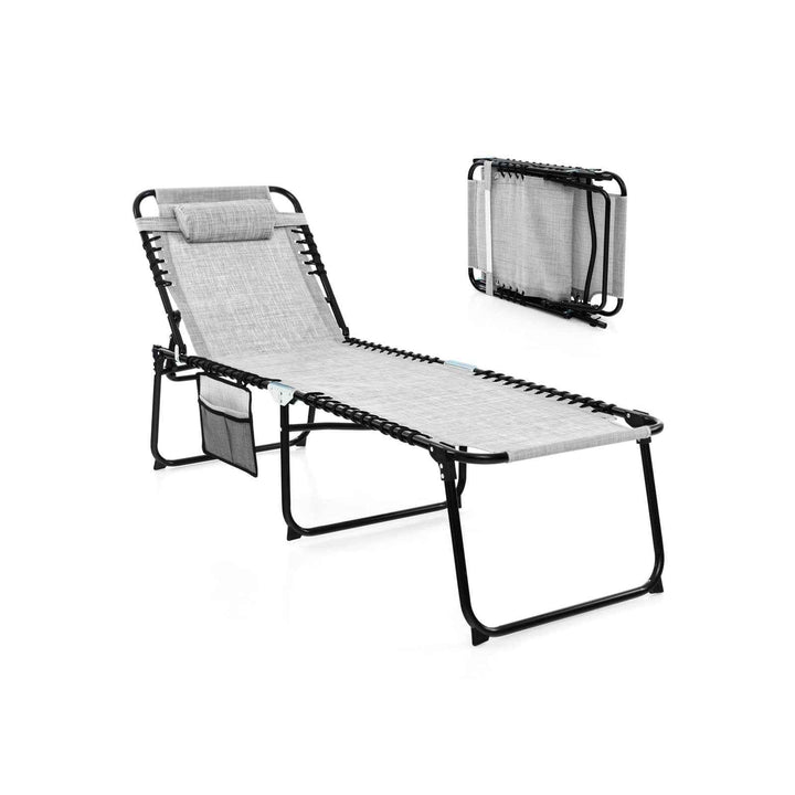 Patio Folding Chaise Lounge Chair Portable Sun Lounger with Adjustable Backrest