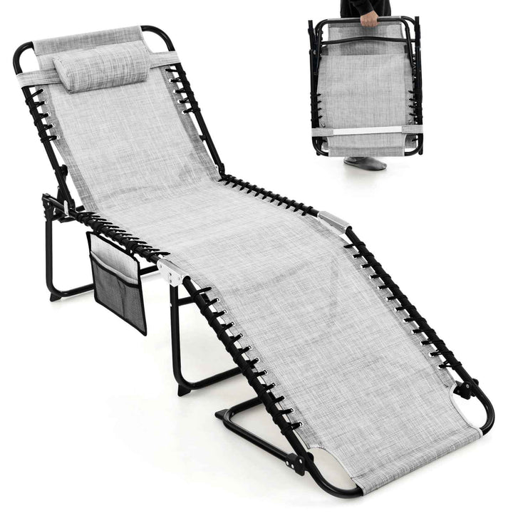 Patio Folding Chaise Lounge Chair Portable Sun Lounger with Adjustable Backrest