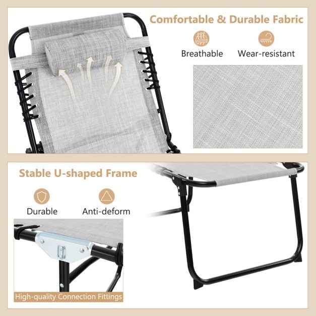 Patio Folding Chaise Lounge Chair Portable Sun Lounger with Adjustable Backrest