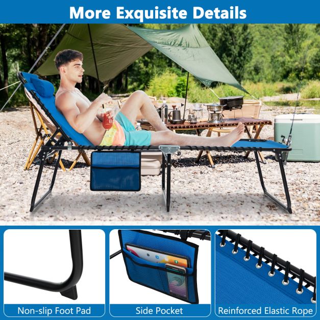 Patio Folding Chaise Lounge Chair Portable Sun Lounger with Adjustable Backrest
