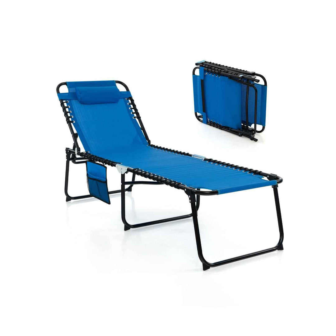Patio Folding Chaise Lounge Chair Portable Sun Lounger with Adjustable Backrest