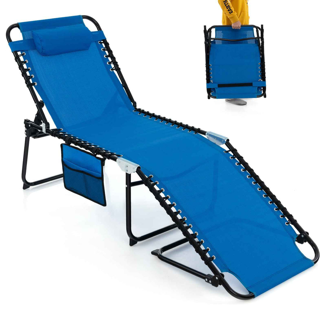 Patio Folding Chaise Lounge Chair Portable Sun Lounger with Adjustable Backrest