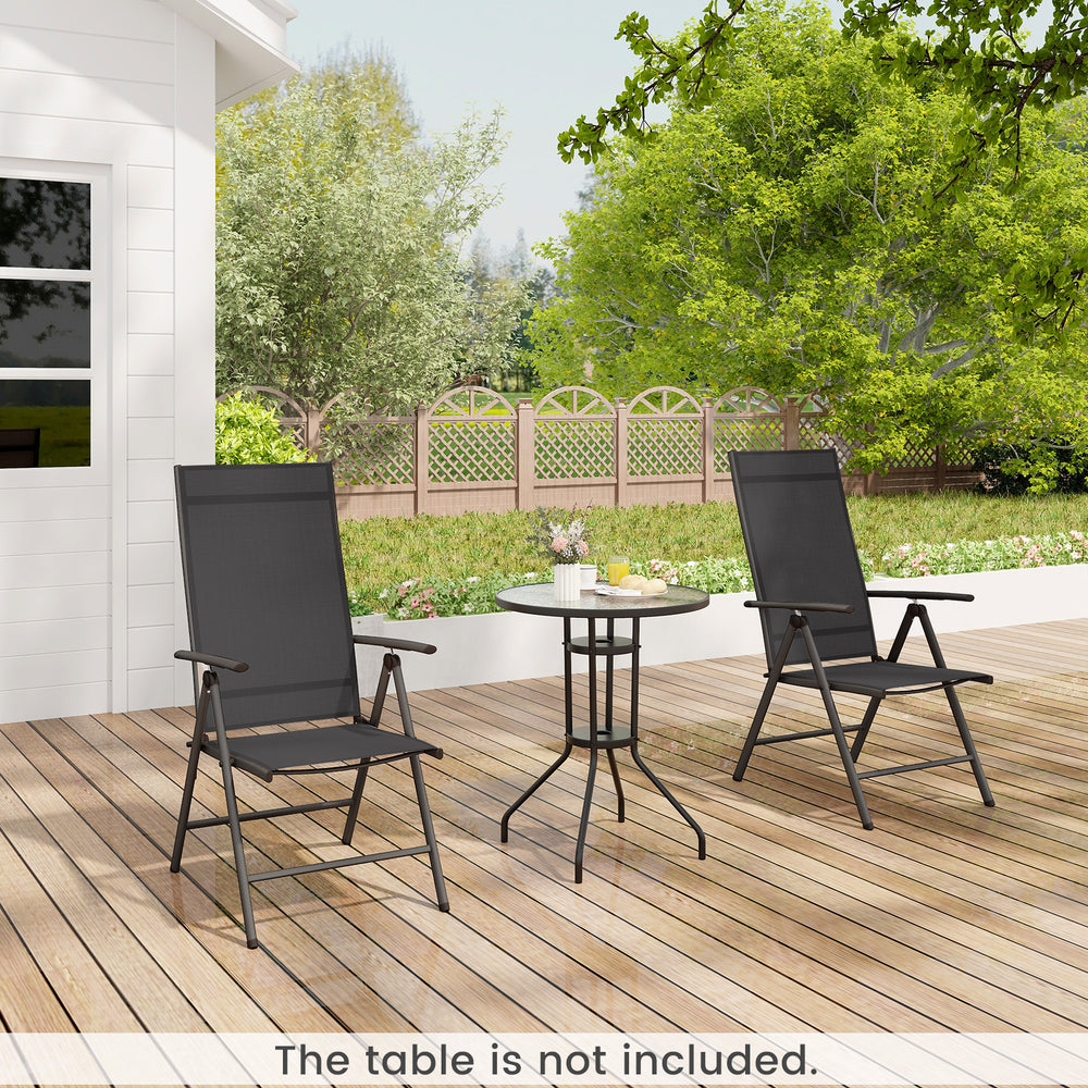 Patio Folding Dining Chairs Outdoor Sling Chairs with 7-Level Adjustable High Backrest - TidySpaces