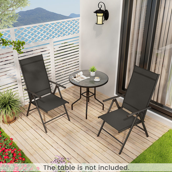 Patio Folding Dining Chairs Outdoor Sling Chairs with 7-Level Adjustable High Backrest - TidySpaces