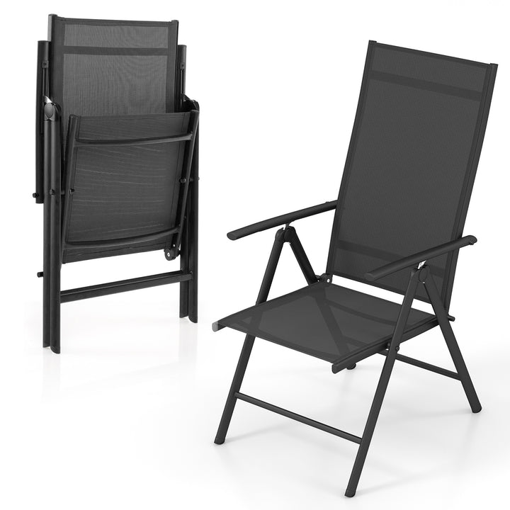 Patio Folding Dining Chairs Outdoor Sling Chairs with 7-Level Adjustable High Backrest - TidySpaces